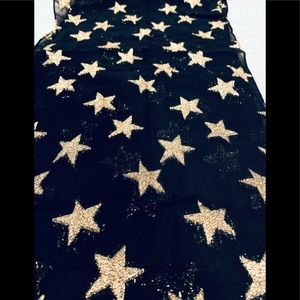 Oscar de la Renta Gold Star sheer black scarf